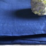 Antique linen and cotton sheet cobalt blue