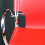 Late 20th Century Chrome and Red Leather Stools - a Pair