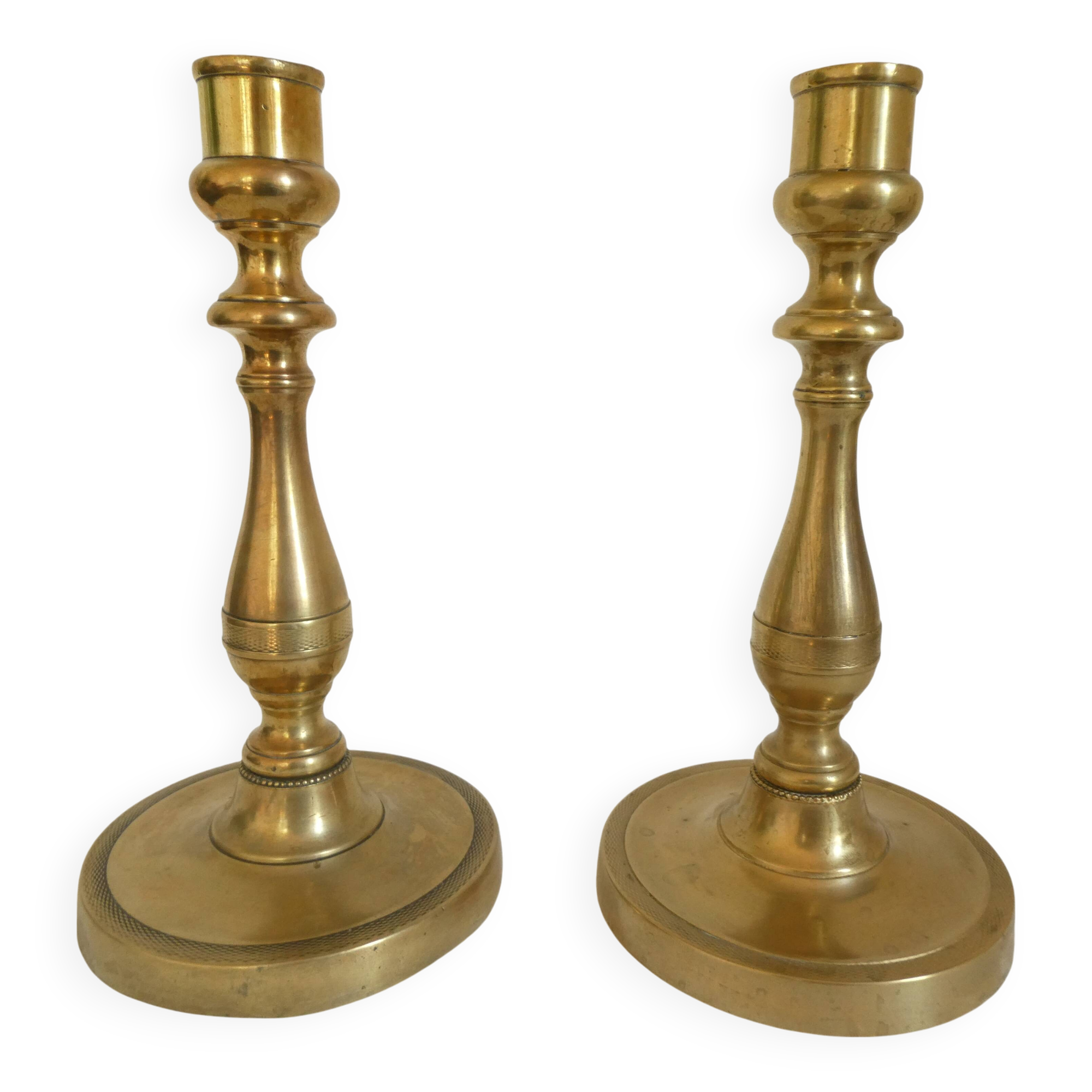 Pair of bronze candlesticks from the Restoration period, circa 1820