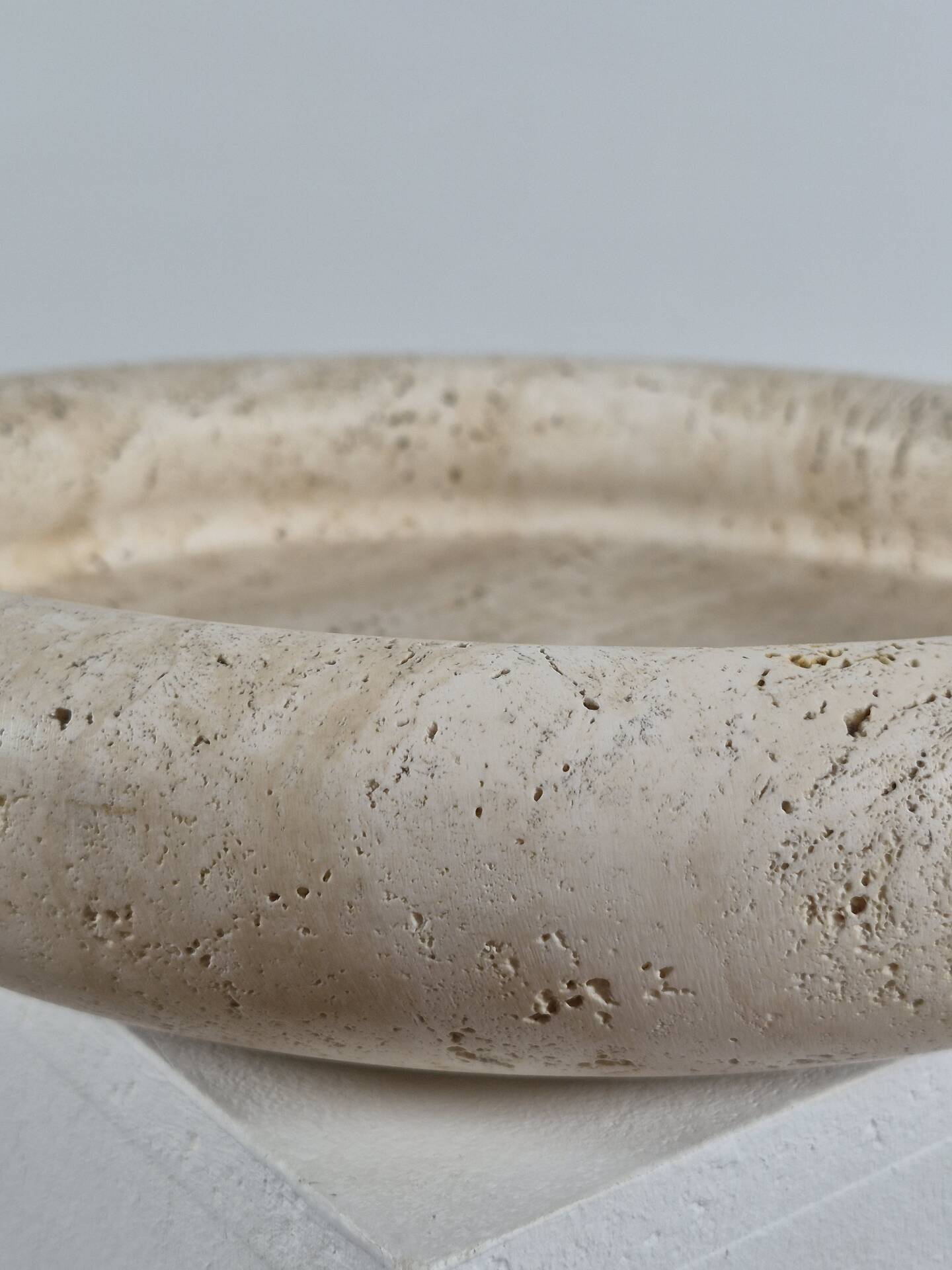 Vintage mid century handmade italian travertine stone bowl