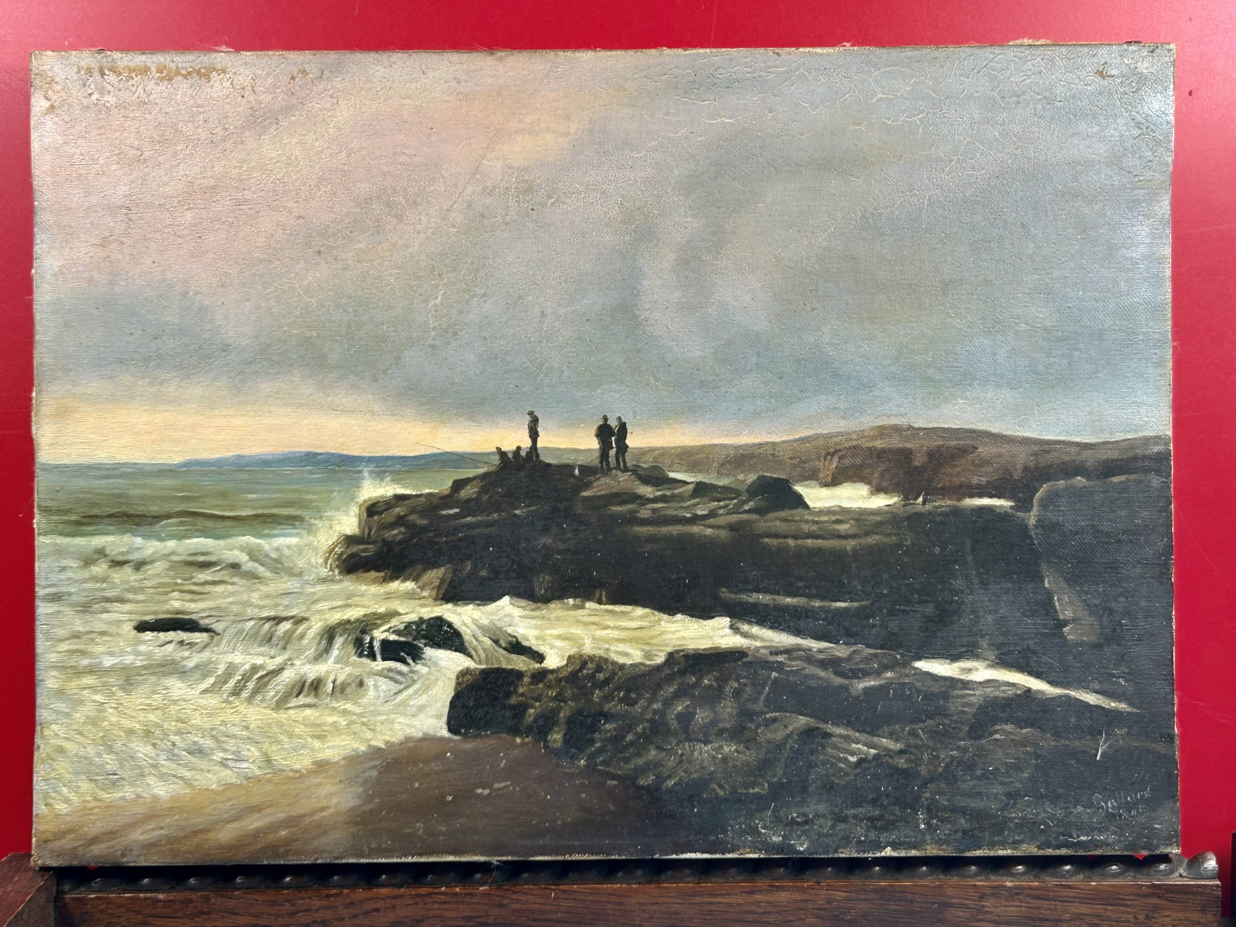 Oil on canvas "Côte Bretonne" signed Gallard - 19th century
