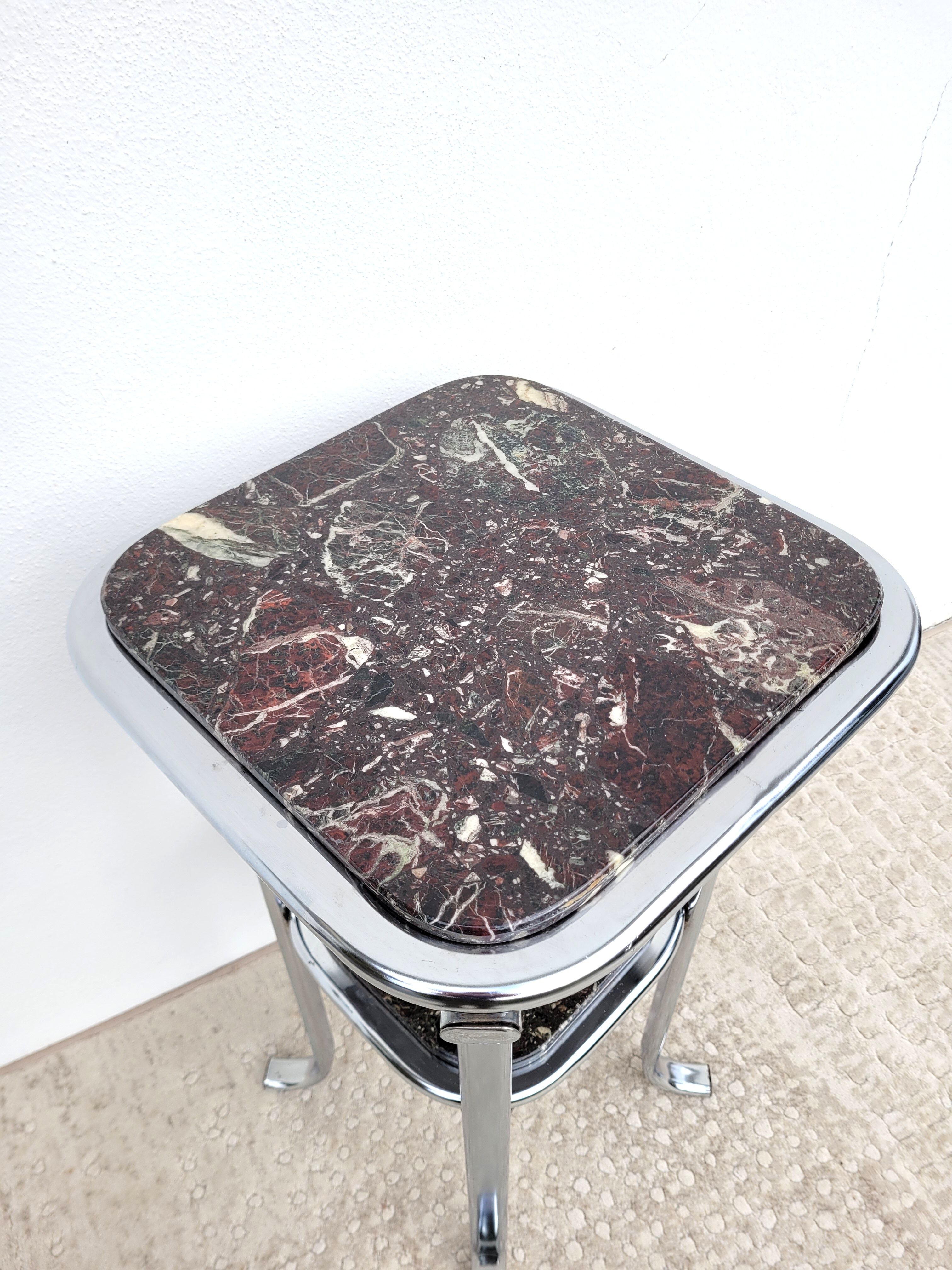 Table harness pedestal table chrome marble 1970