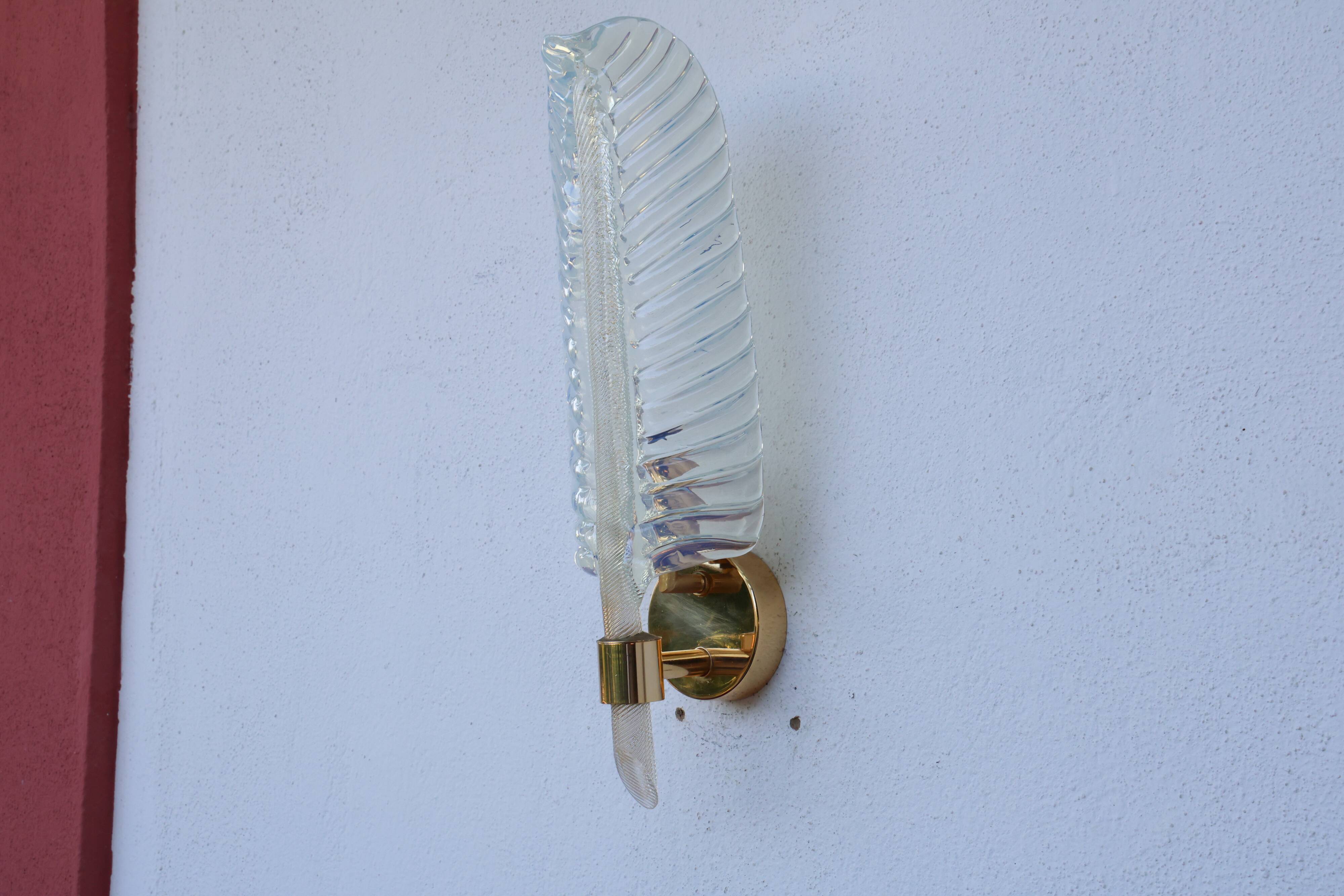Rare Set of 2 Luxury Barovier e Toso Leaf Wall Light
