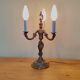 Lampe chandelier 3 feux en bronze style rocaille