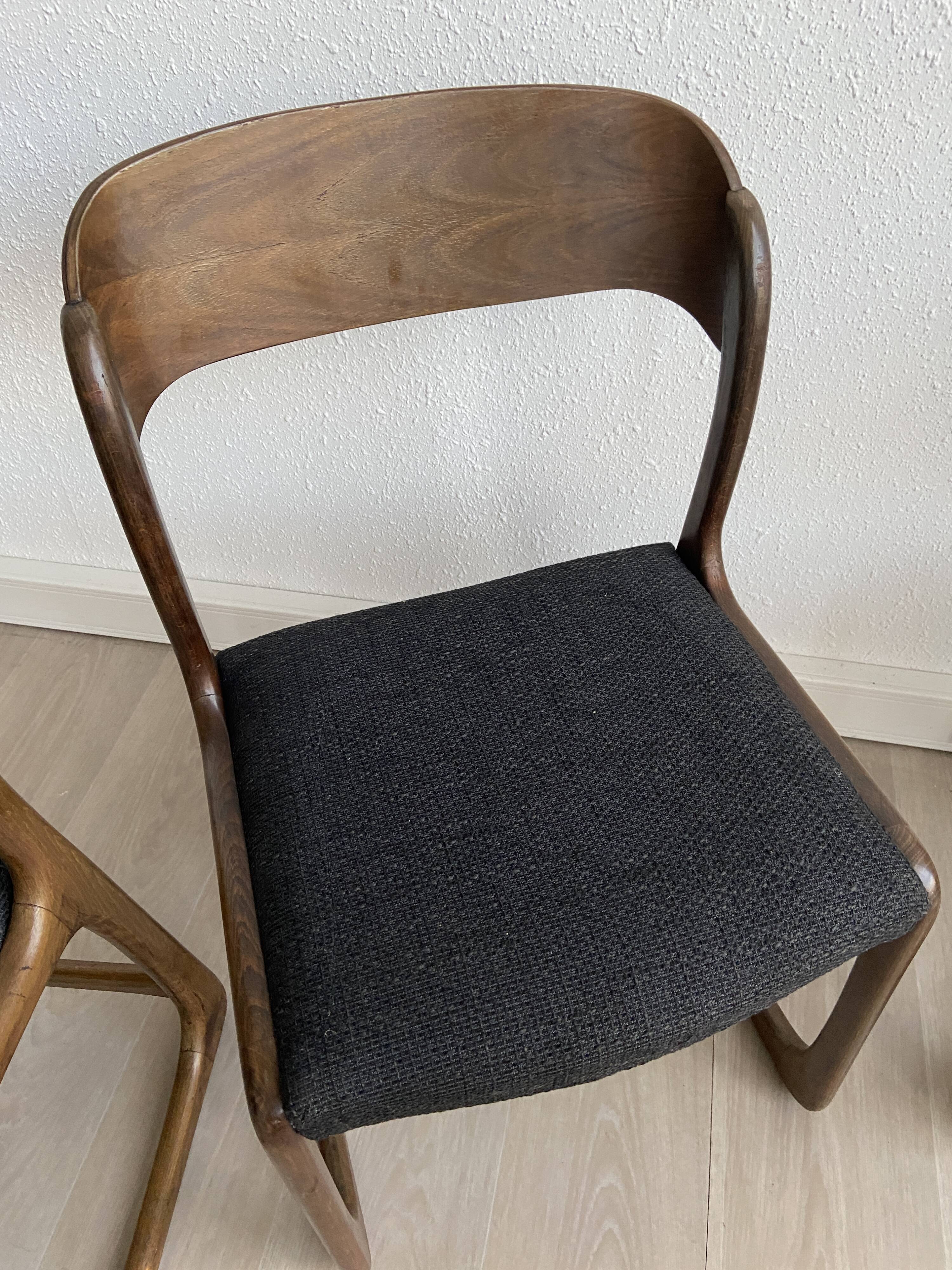 Set of 4 baumann chairs model sled 1960