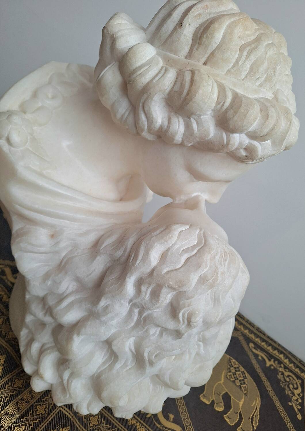 Grand marbre de Carrare d’après Jean-Antoine Houdon, buste ancien « le