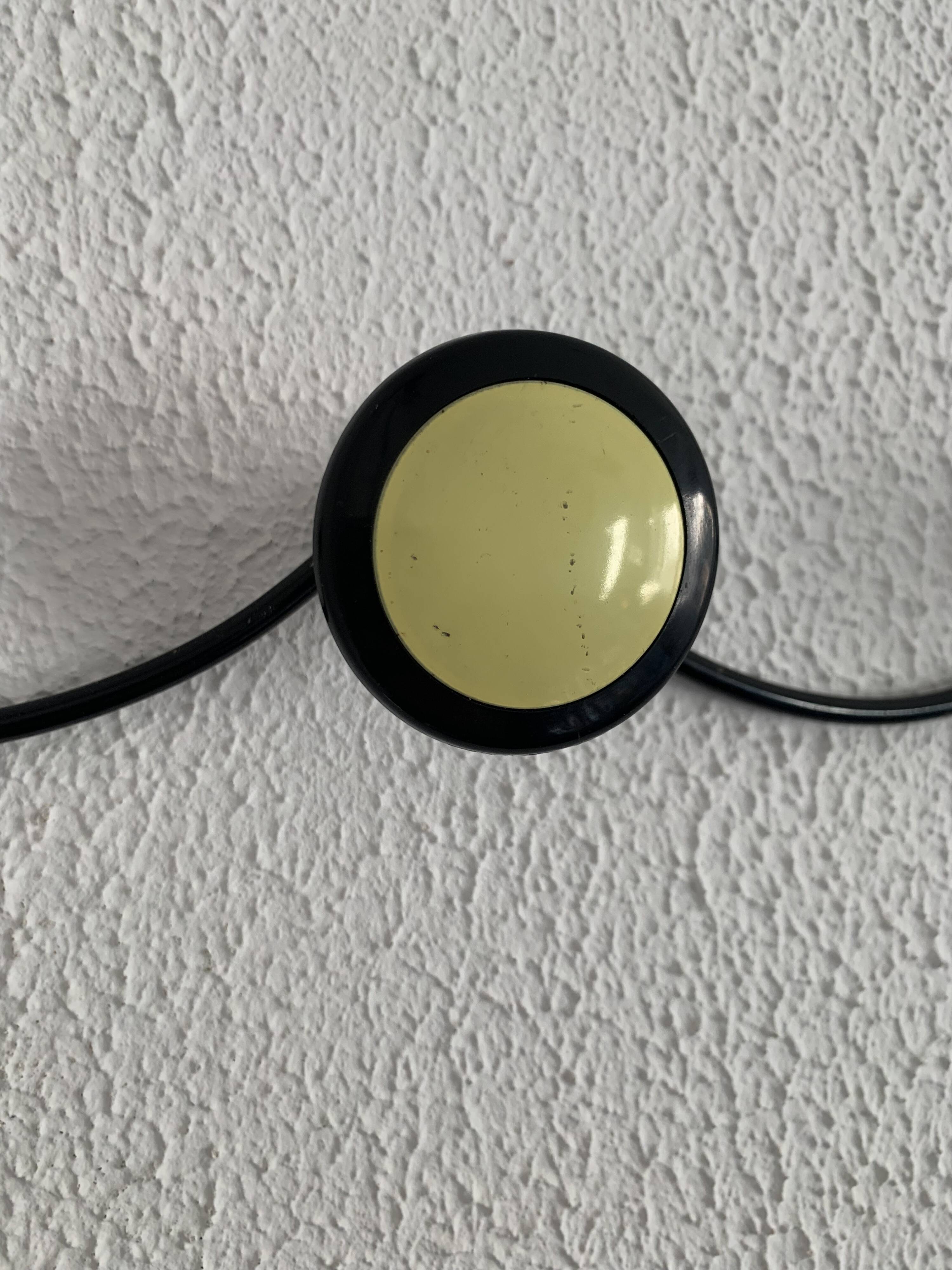 Vintage 1960s banana yellow wall coat rack with 4 hooks - 65 x 7 cm