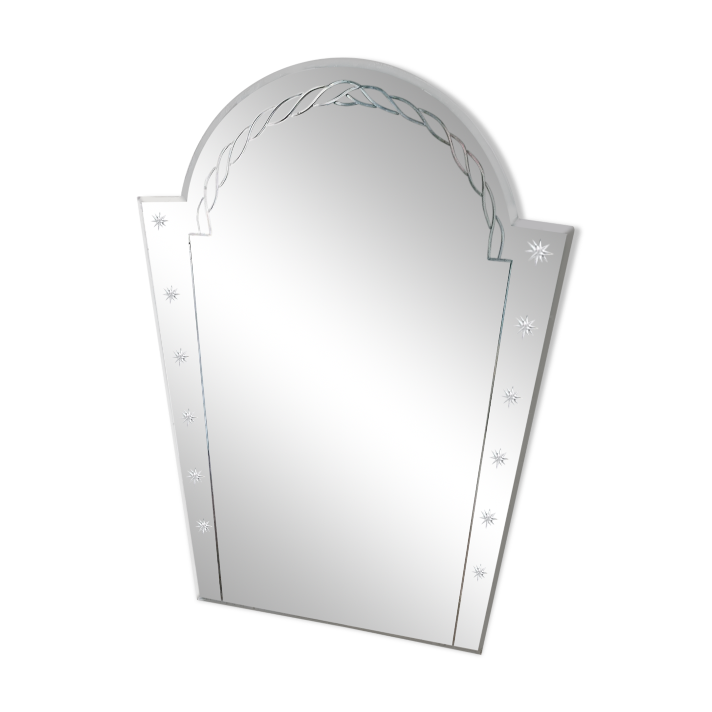 Art Deco beveled engraved mirror