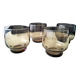 4 vintage shell smoked glass glasses