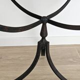 Oak and metal side table — industrial / art deco design