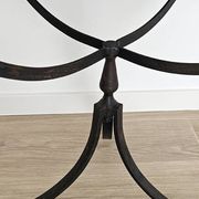 Oak and metal side table — industrial / art deco design