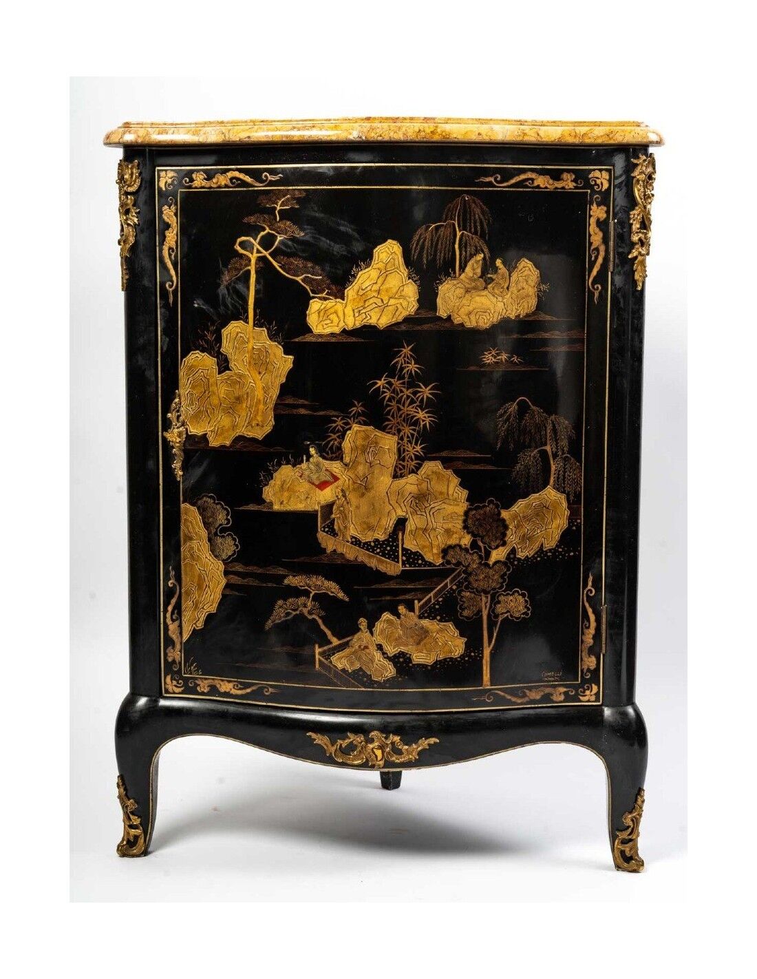 Pair of black wood corner buffets