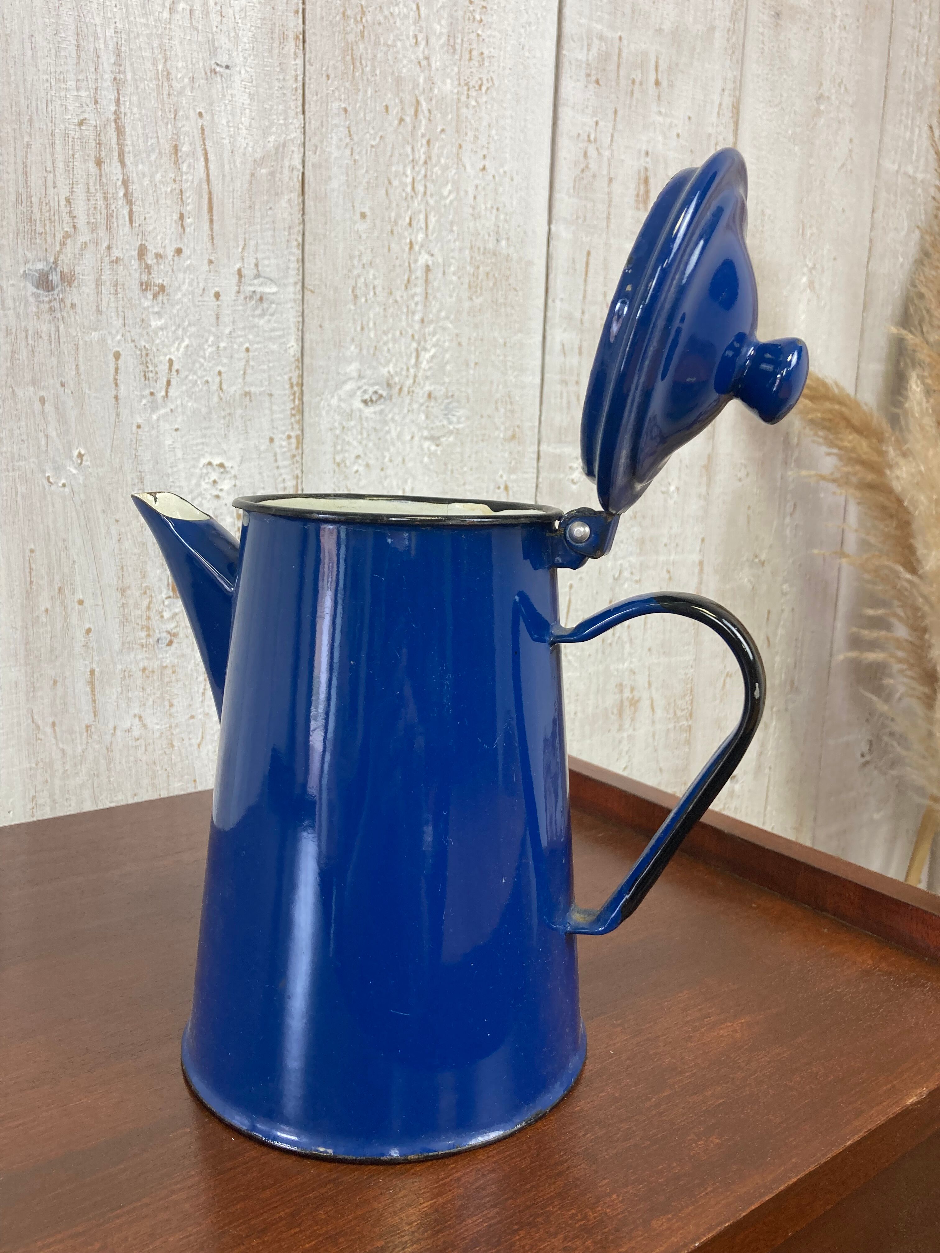 Blue enamelled coffee maker