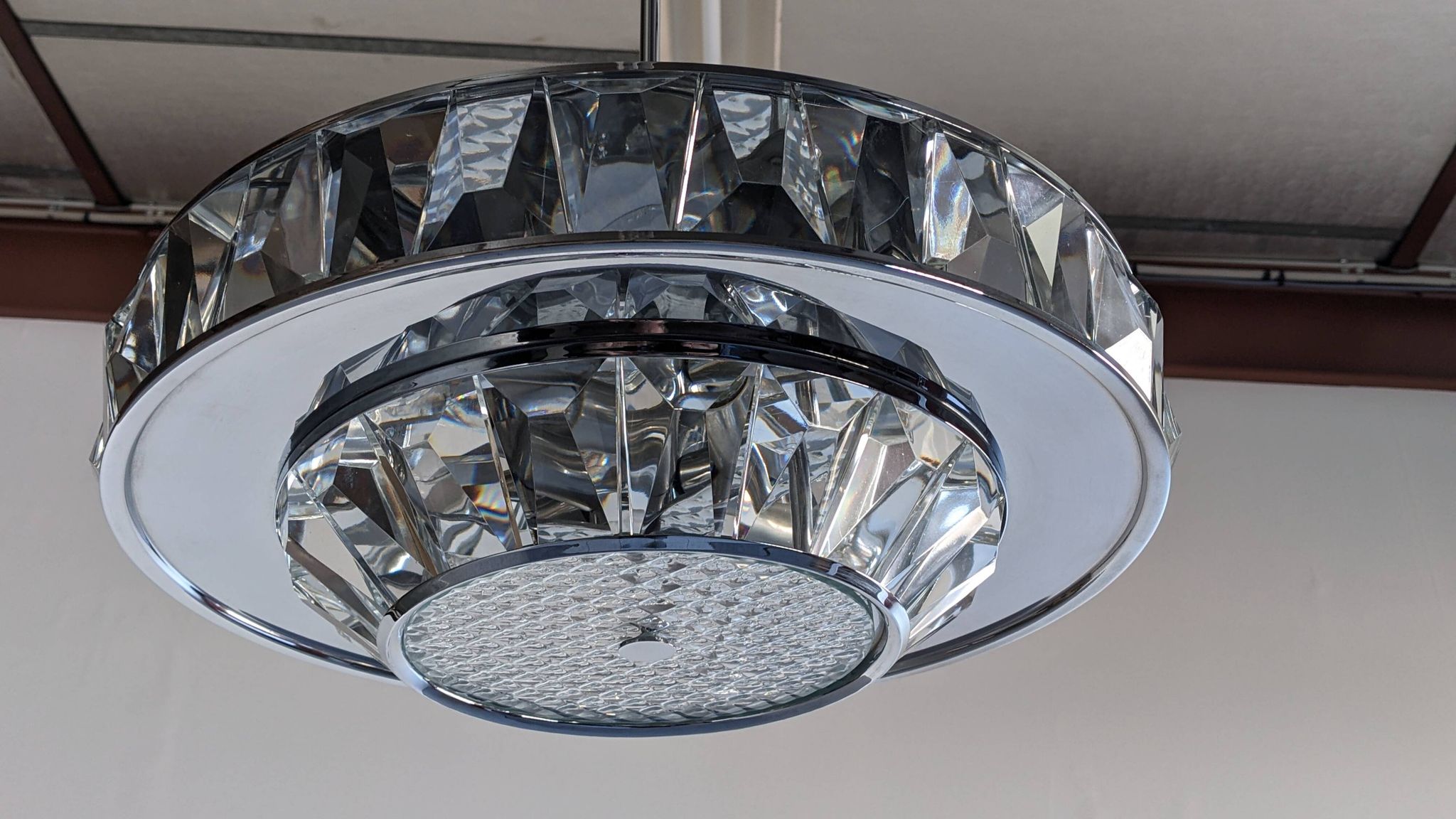 Lustre soucoupe en cristal Maison Kinkeldey, Autriche vers 1970