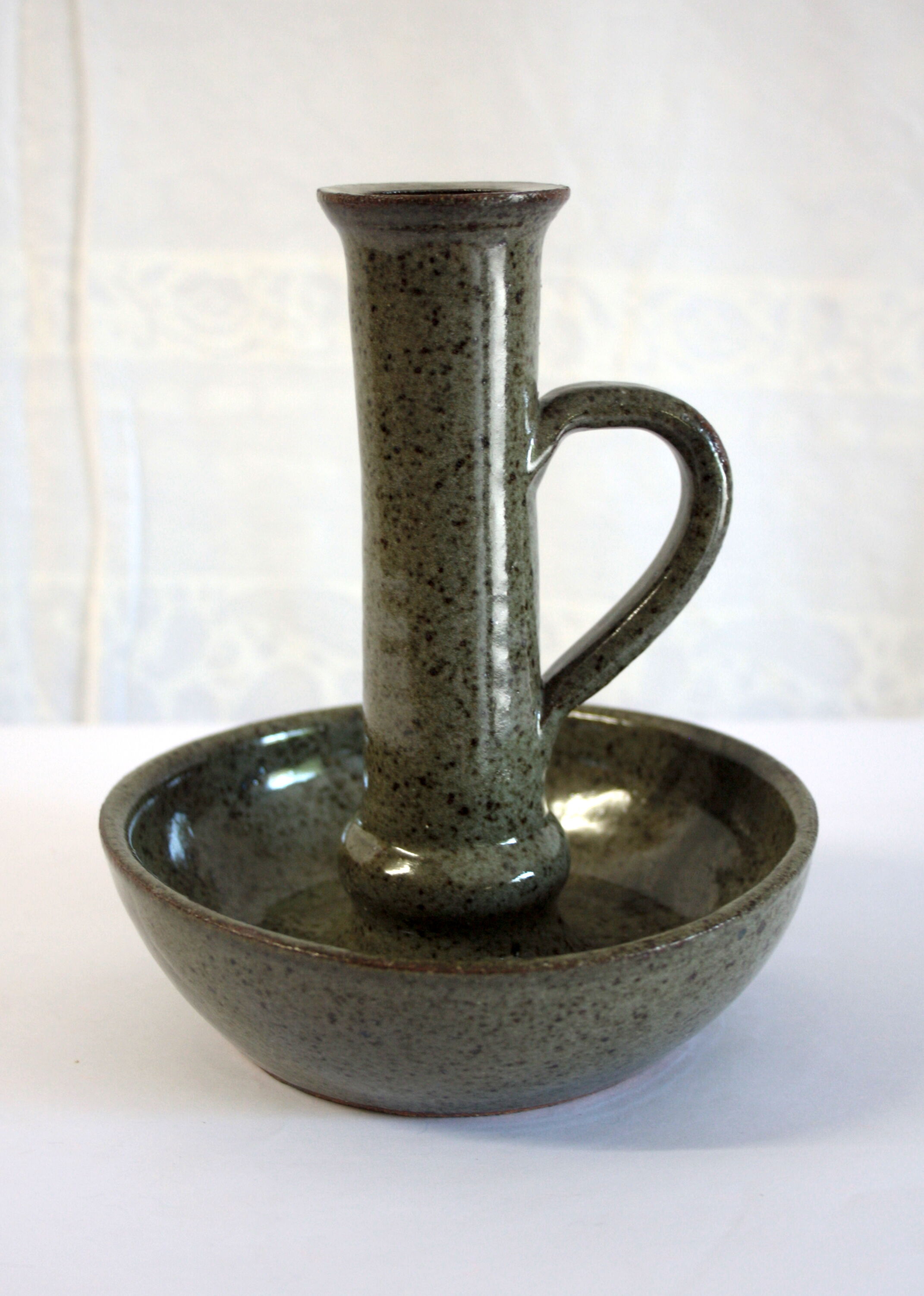 Enamelled stoneware candlestick  - circa 70