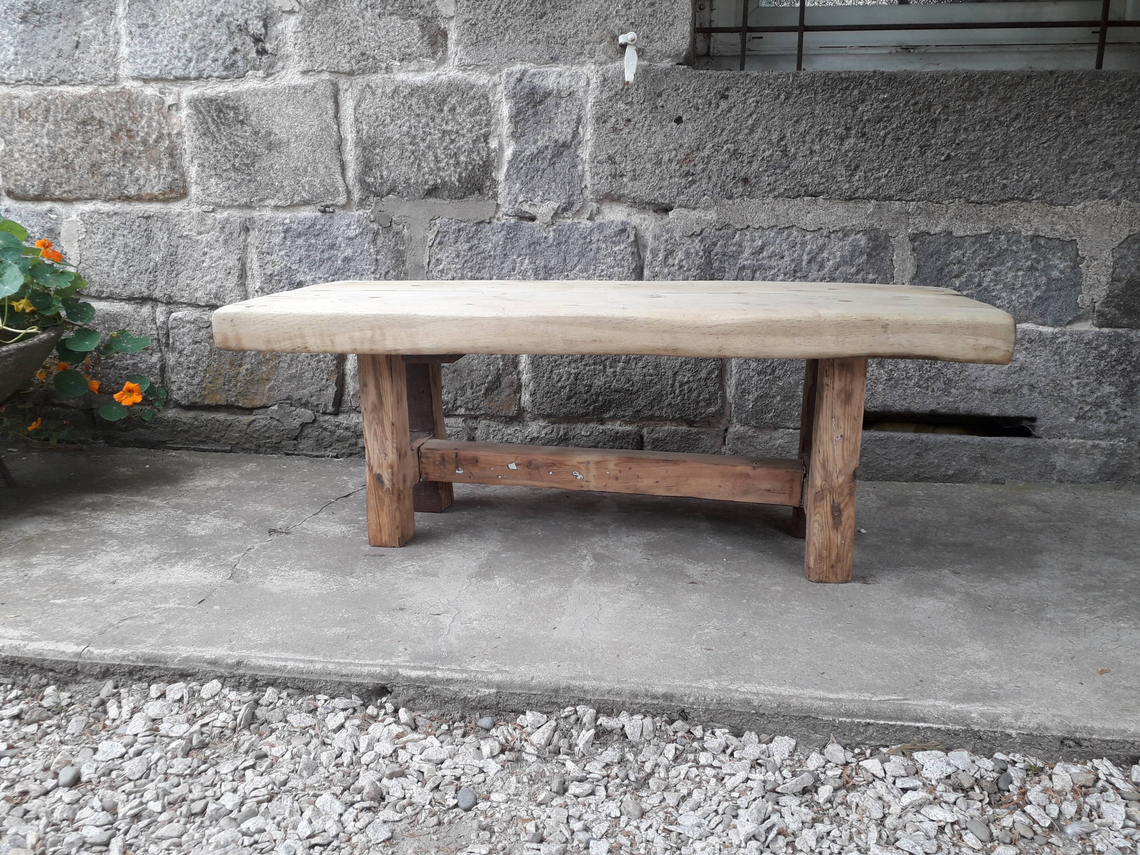 Brutalist solid oak coffee table