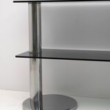 Mid-century Modern Italian Chromed Steel and Smoked Glass Console, 1970s