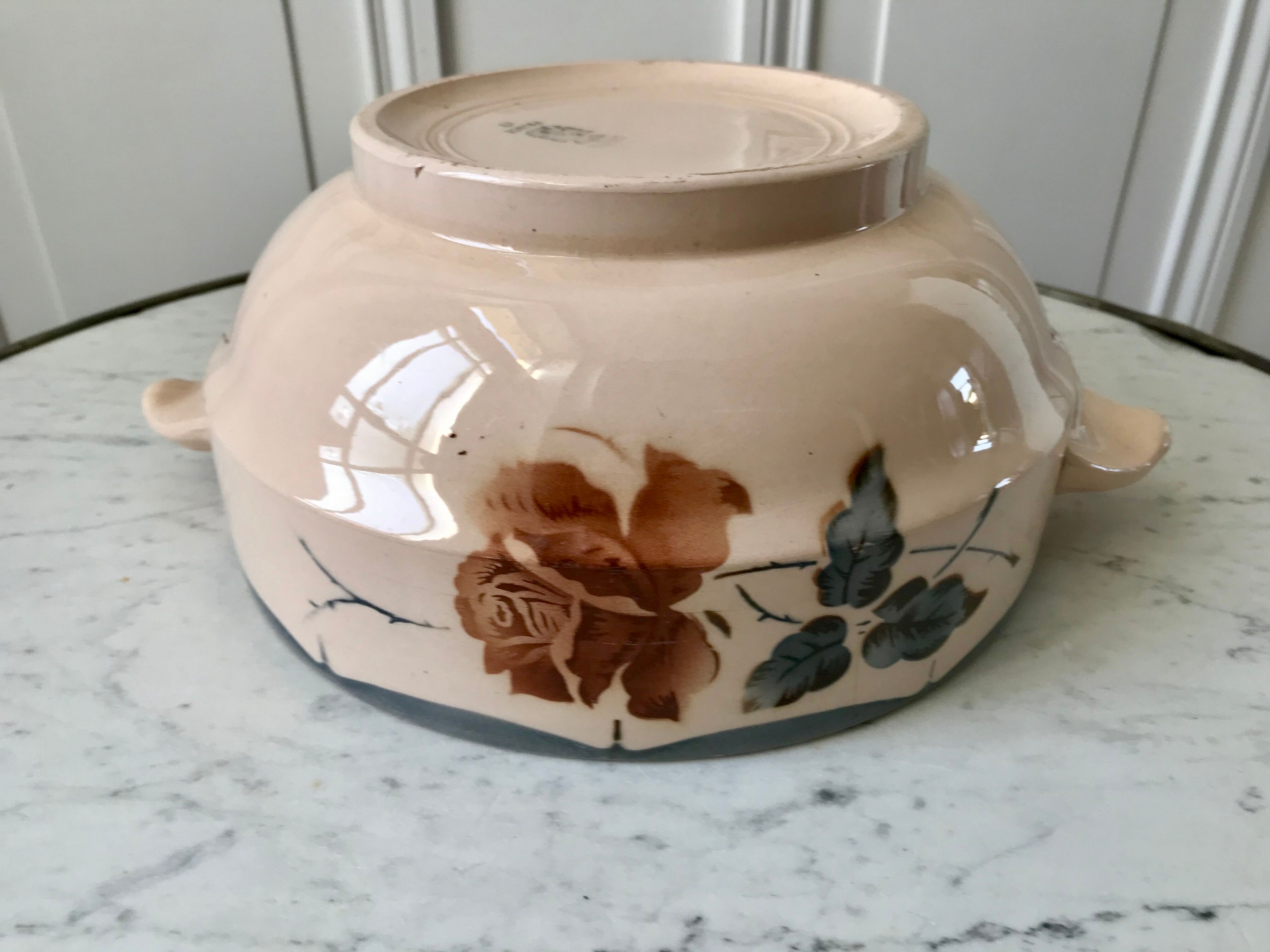 Eared salad bowl digoin sarrreguemines 30s-40s