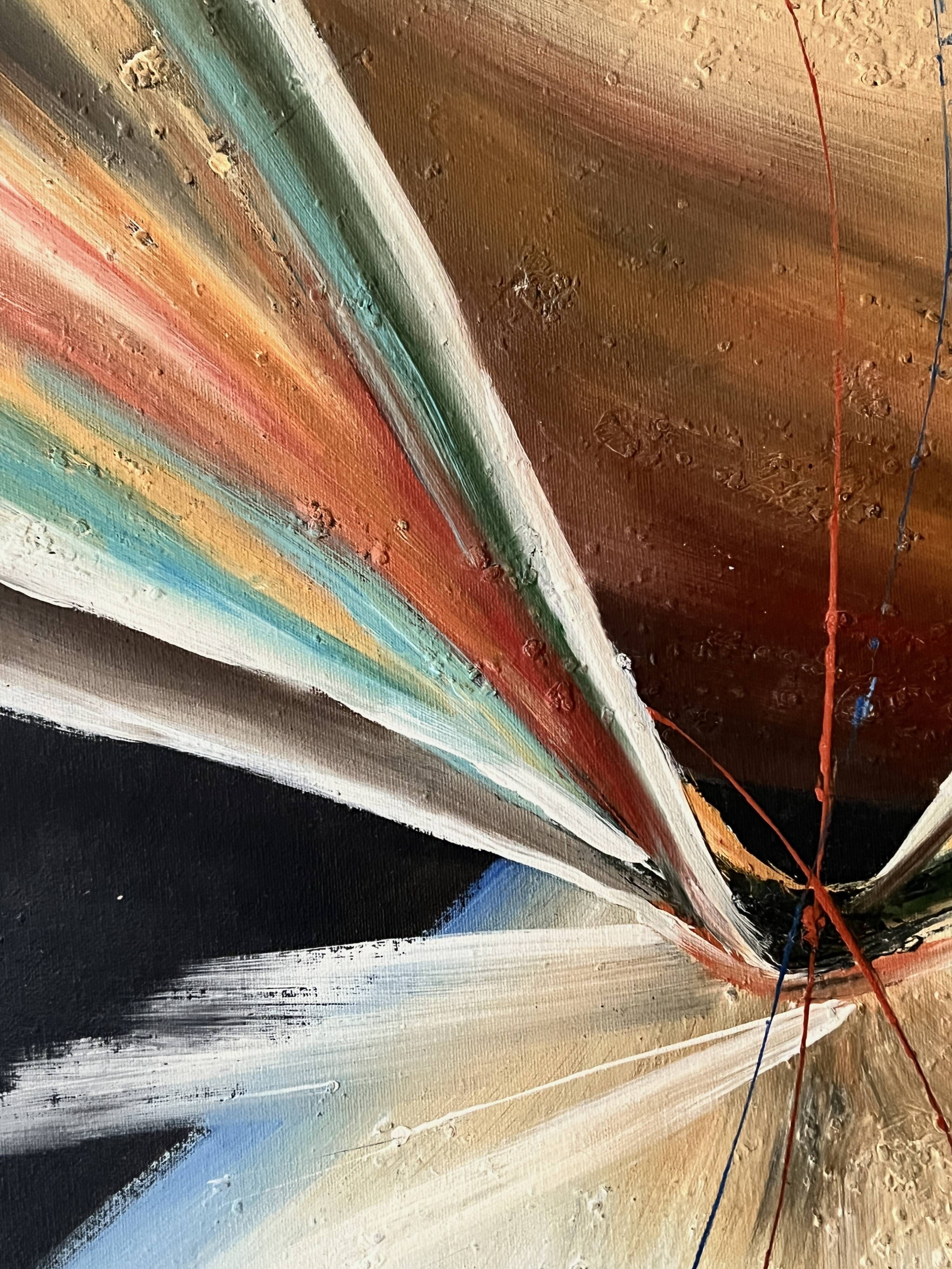 Large abstract modernist painting & original oil signed on canvas