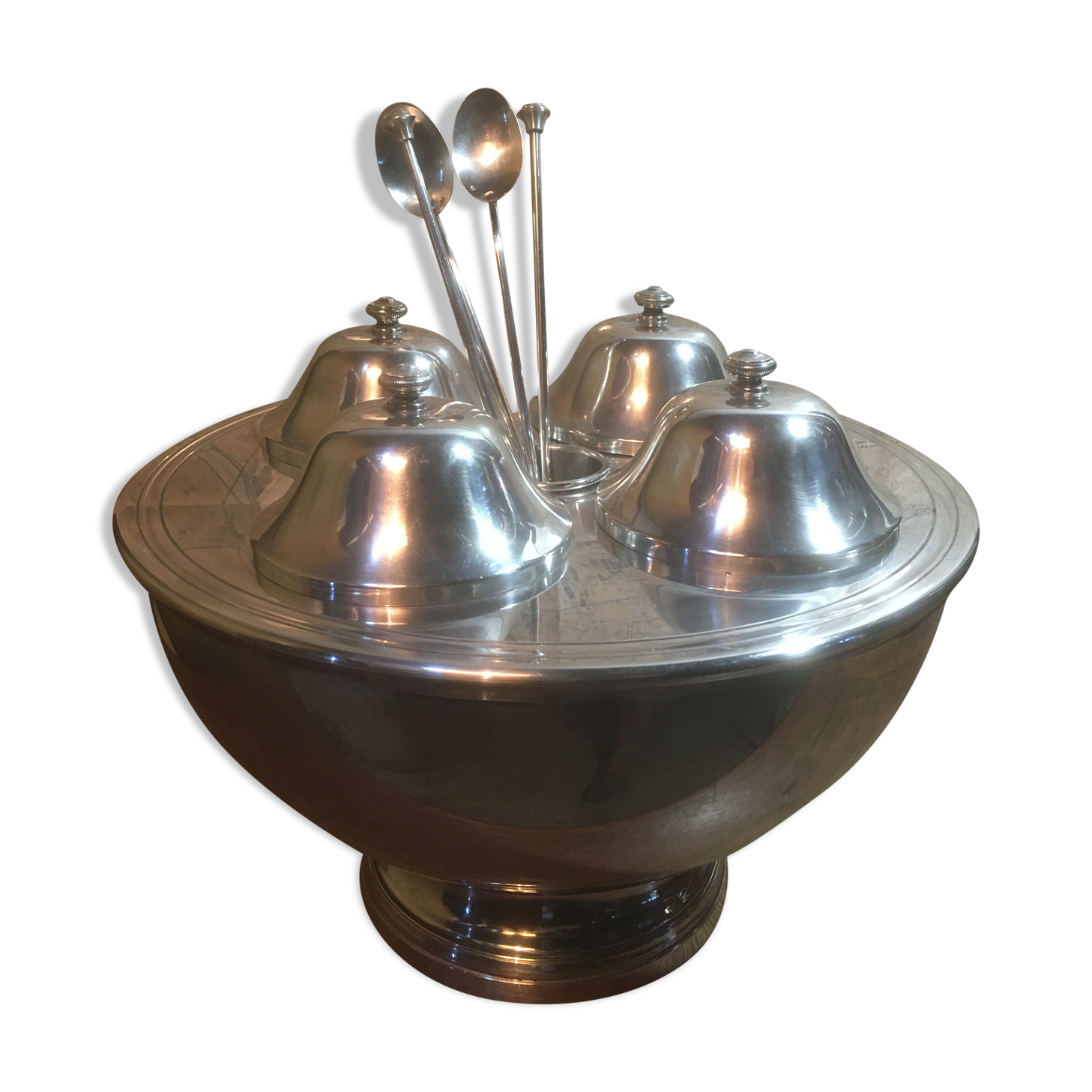 Silver metal sorbet and ice cream display stand