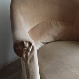 Beige velvet toad armchair