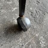 Herbert Hirche black metal side table with chrome tubular frame and laminated top, Bauhaus 1950s