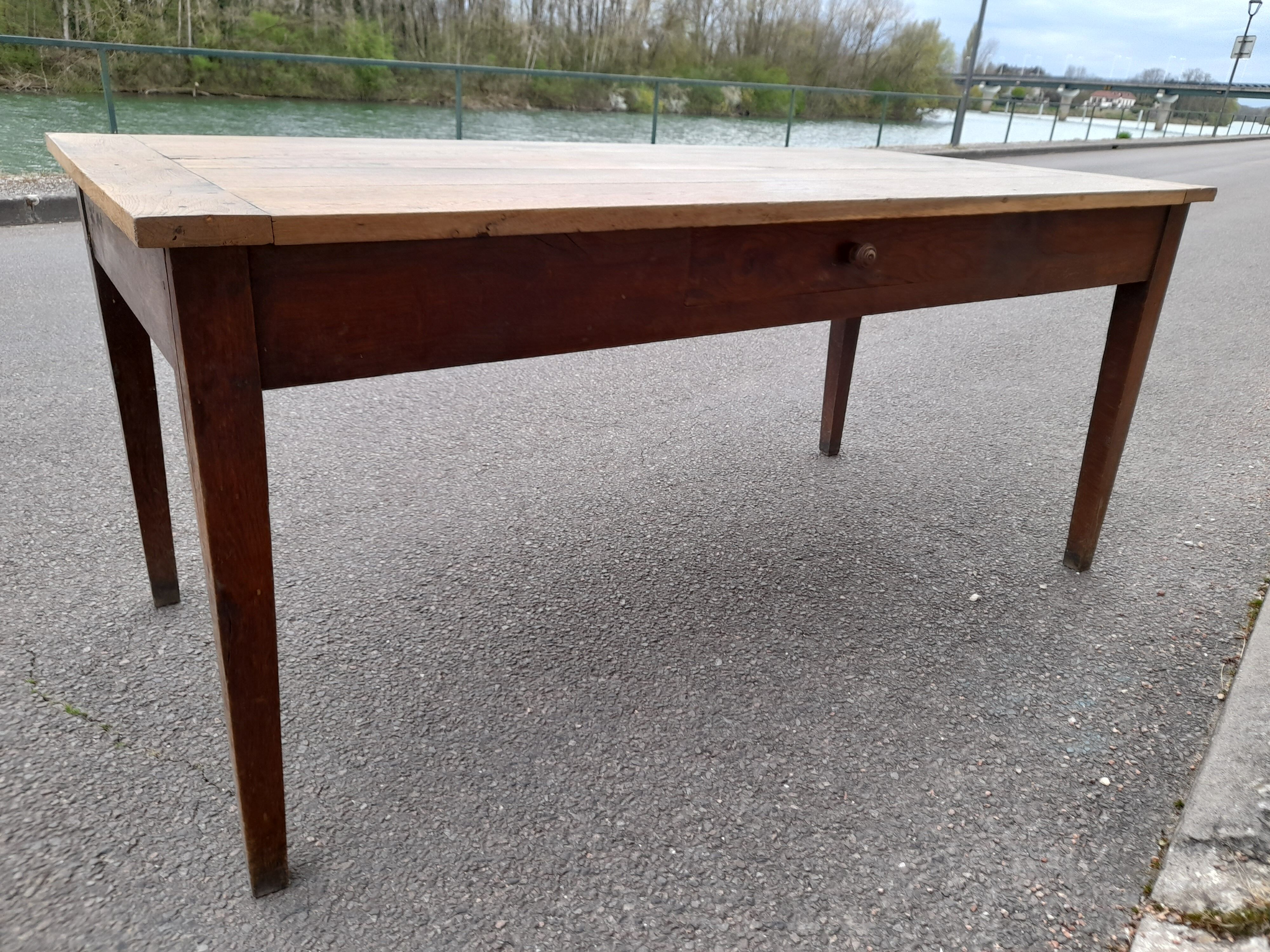 Old farm table 1900 in oak -1m67