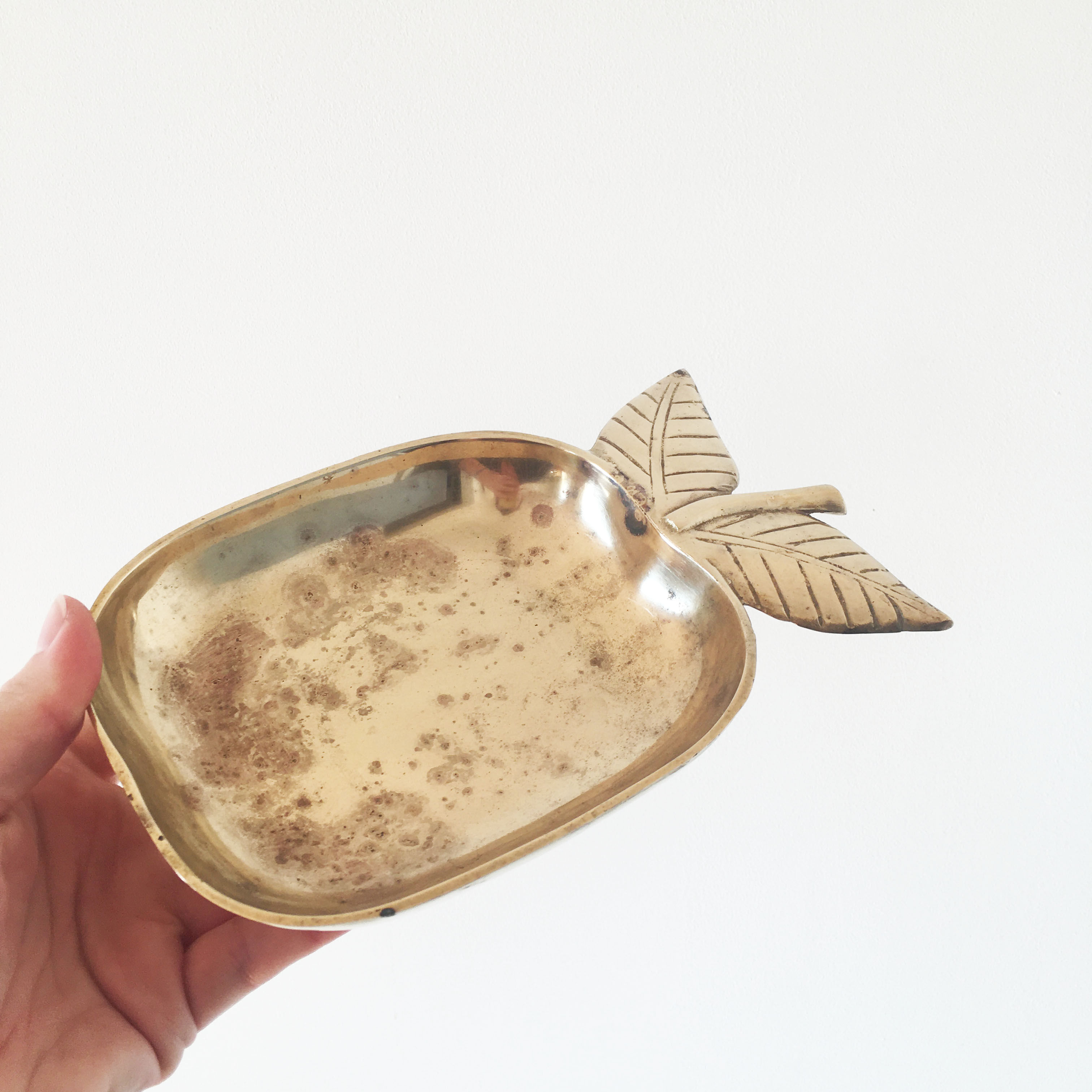 Vintage brass apple trinket bowl