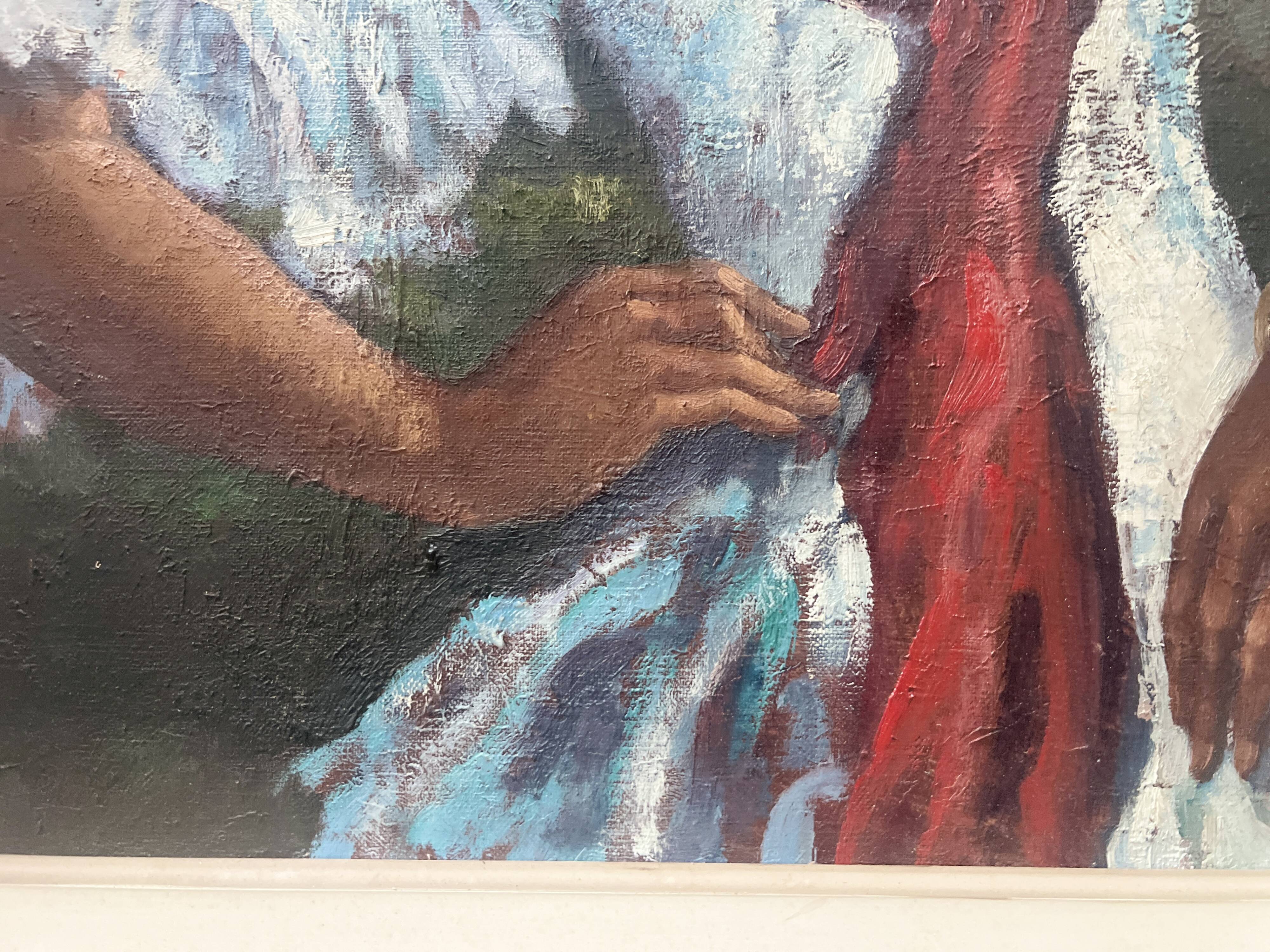 " La Gitane " huile sur toile encadrée. XX siècle
