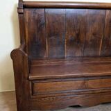 solid wood chest bench: work of popular art made from a bed