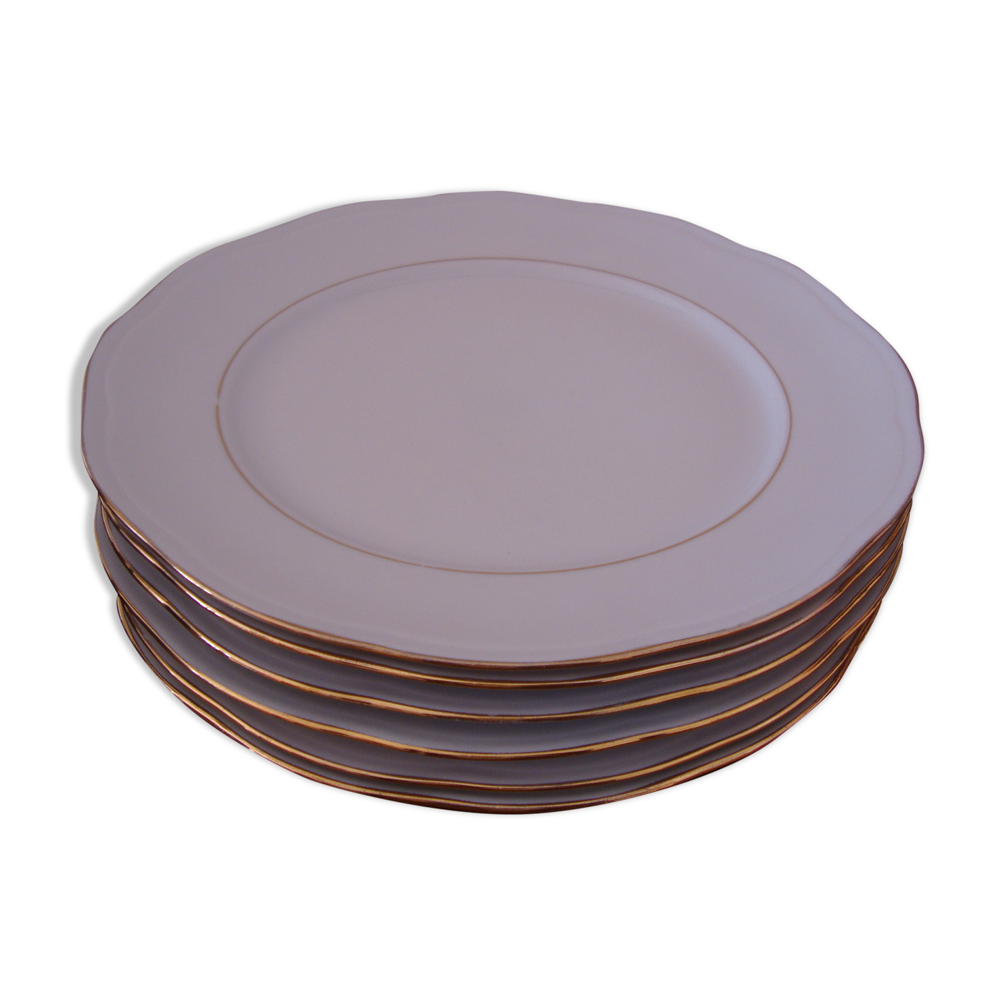 6 flat plates festooned in white porcelain "Creation Ph. Deshoulières"