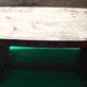 Large cream marble coffee table with solid cherry wood base