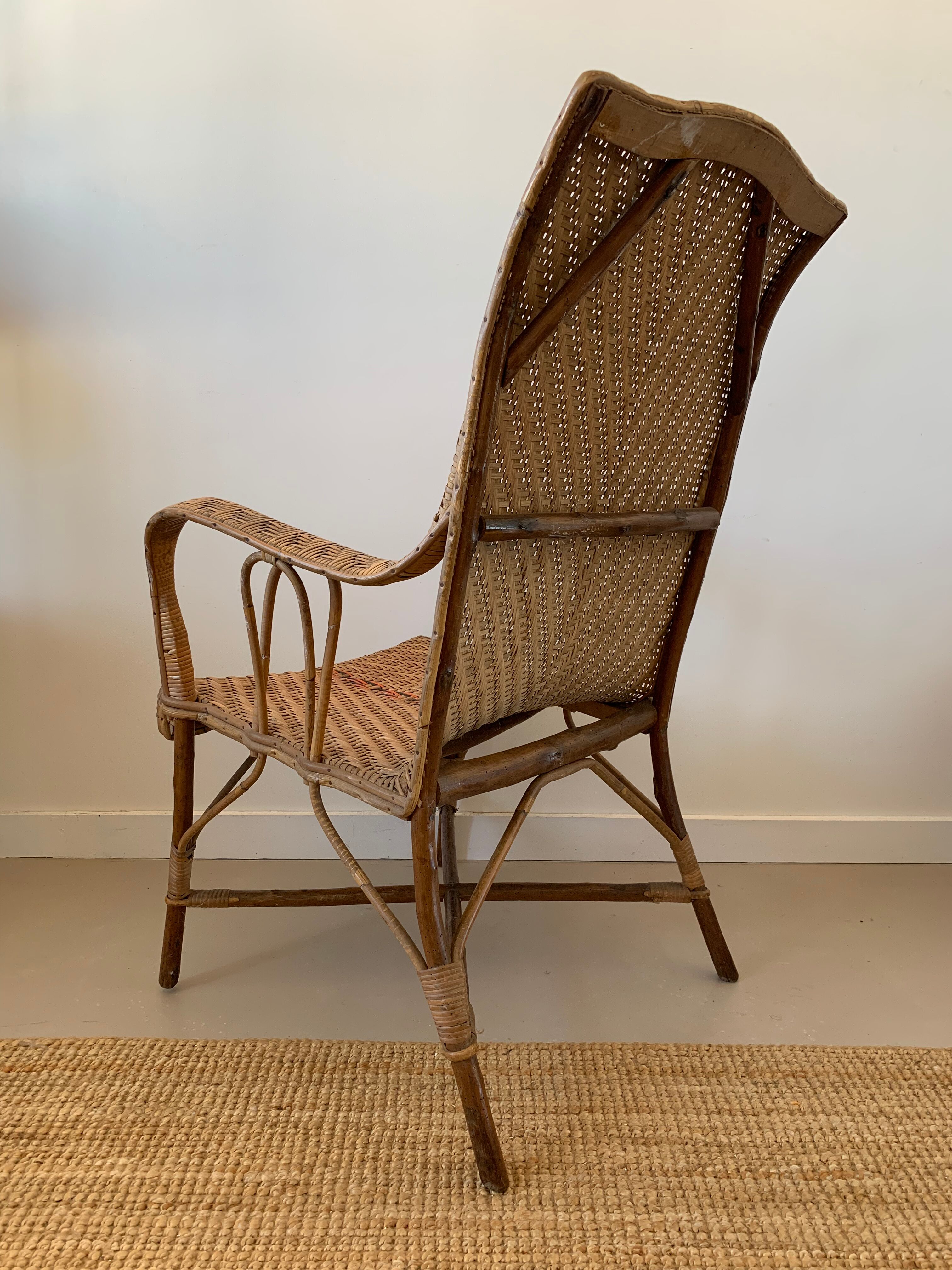 Old rattan armchair