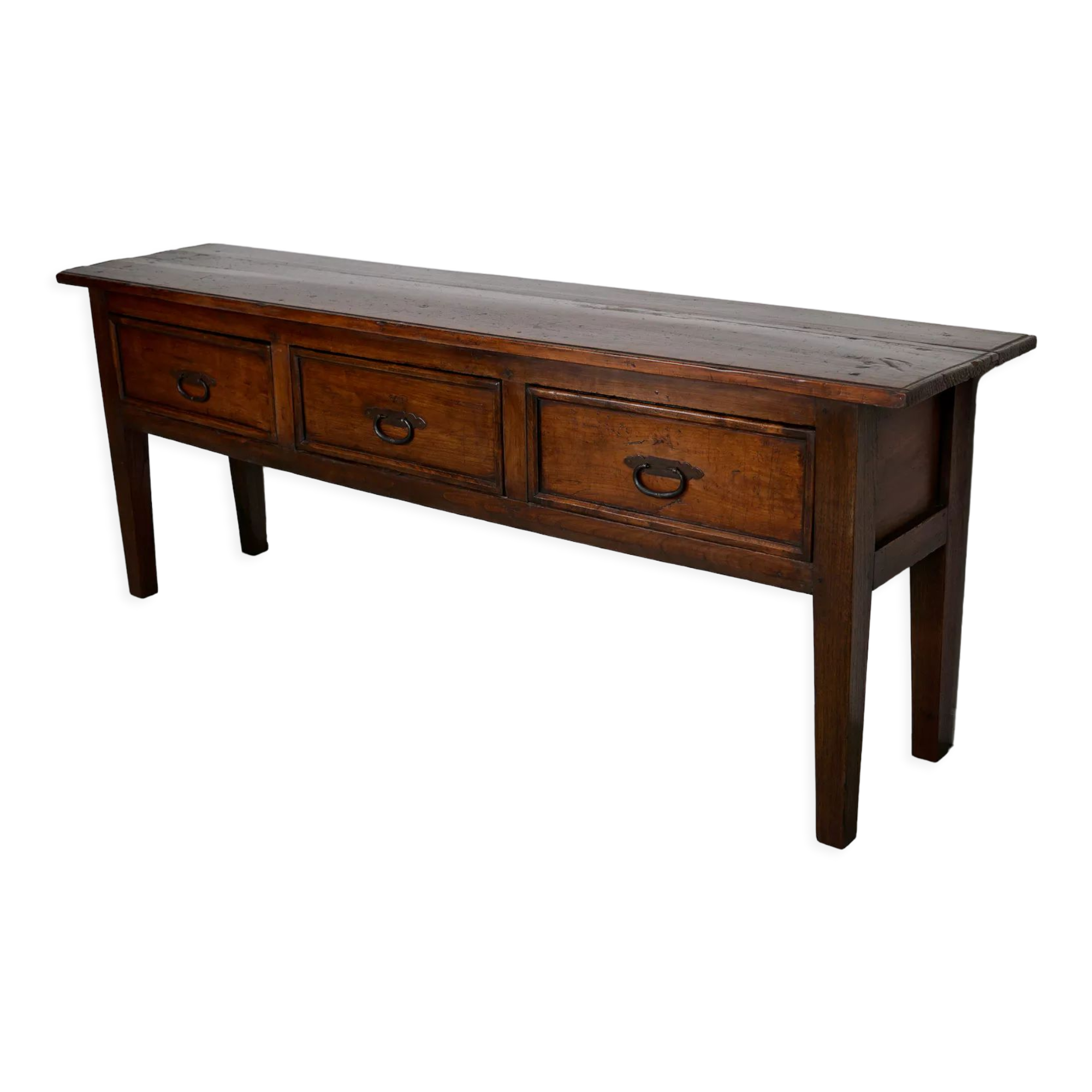 Antique french rustic farmhouse fruitwood & oak side table