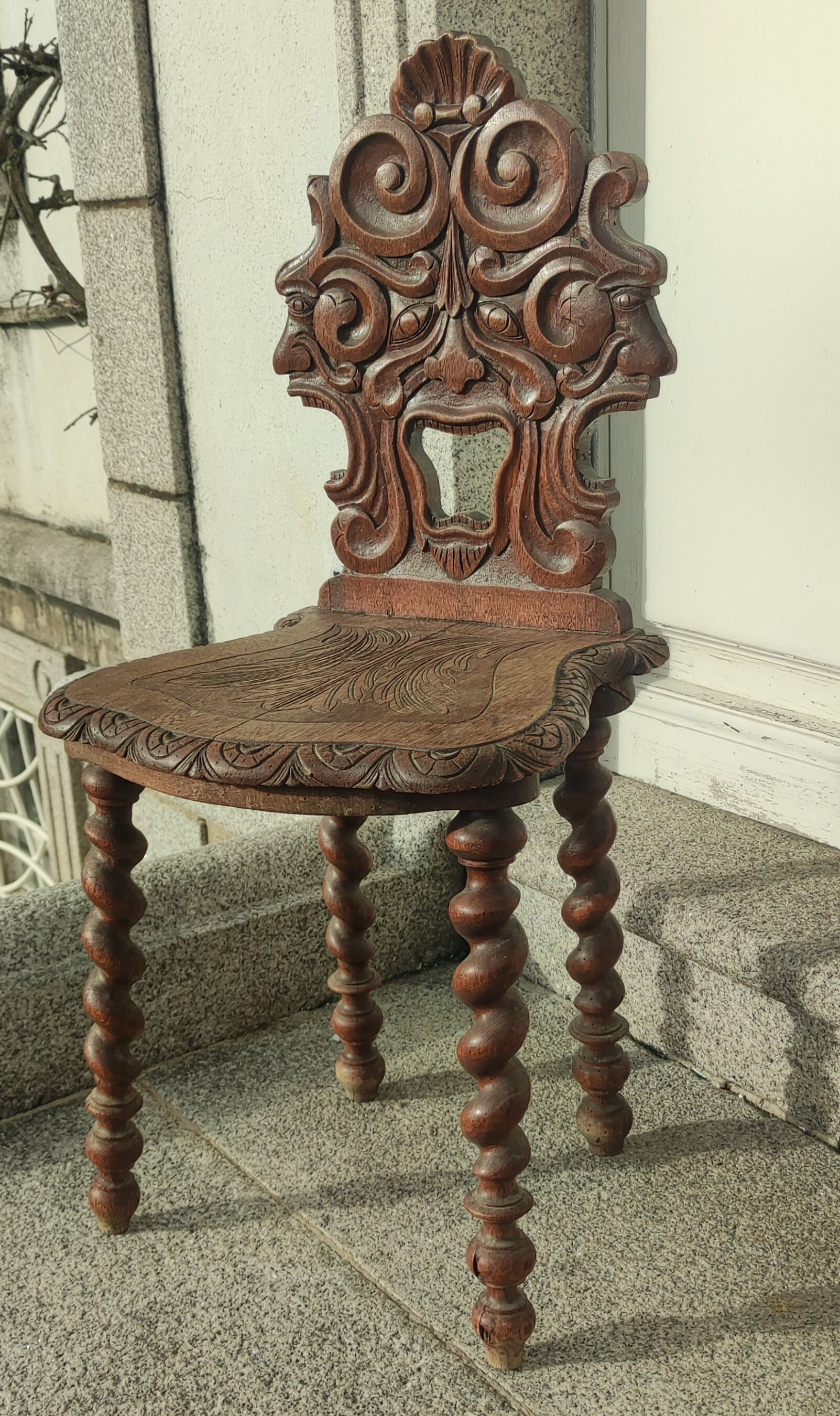 Old carved wooden chair