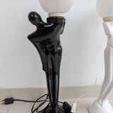 Anthropomorphic table lamp in black ceramic