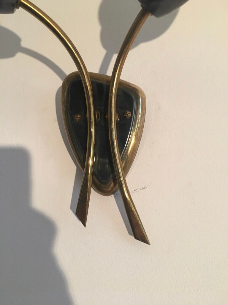 Pair of sconces opaline and brass 50s
