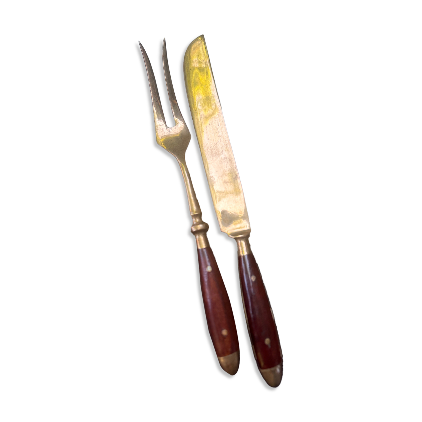 Wood and brass serving utensils