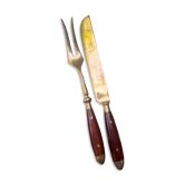 Wood and brass serving utensils