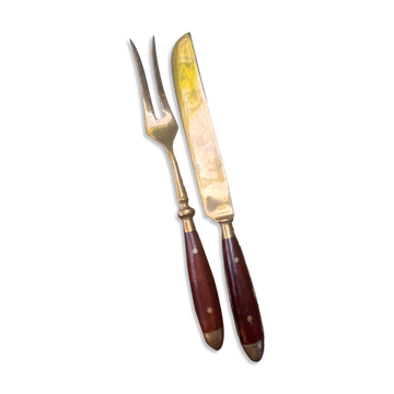 Couverts de service bois et laiton