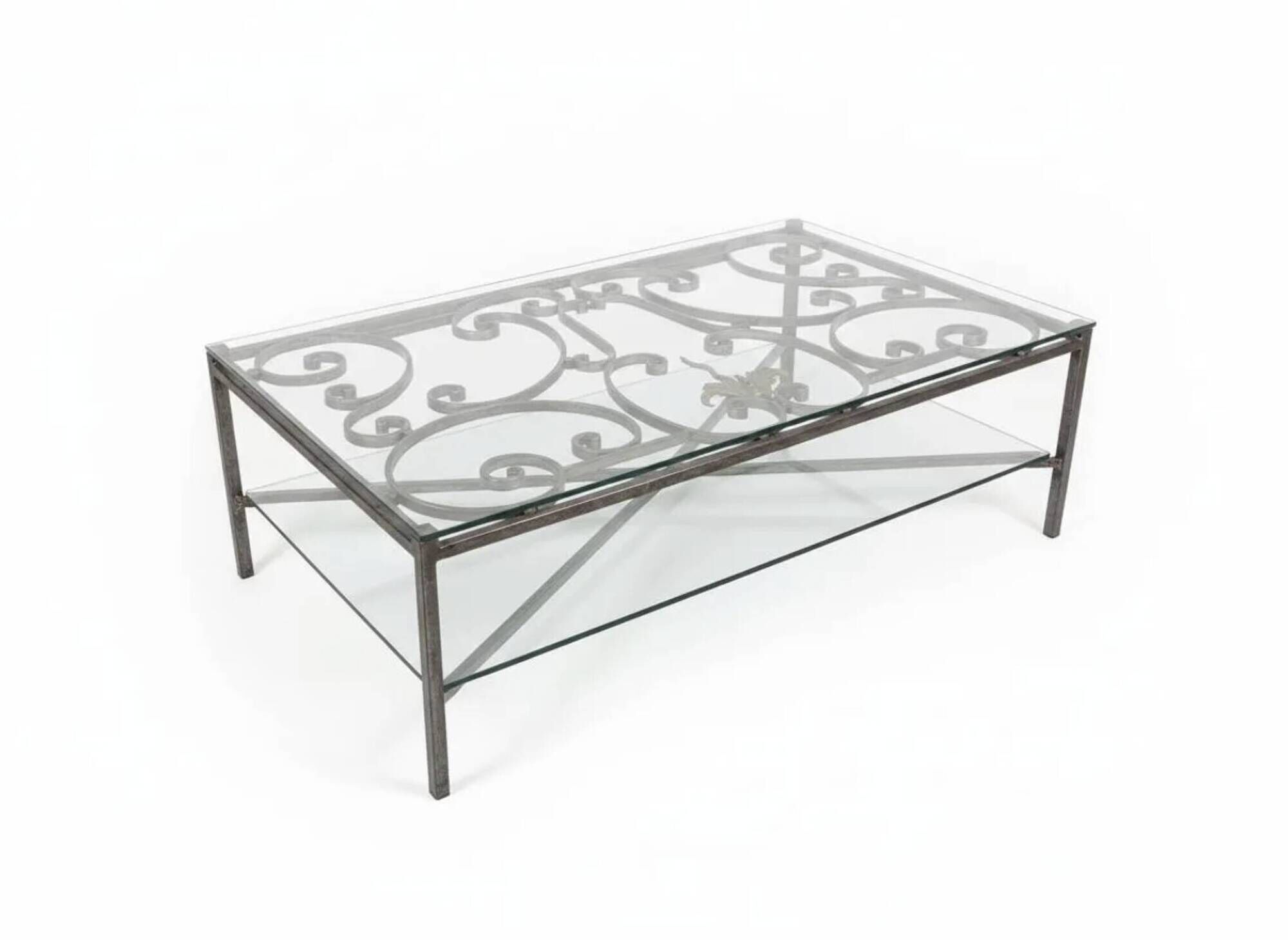 Wrought iron coffee table - Old Parisian balcony railing