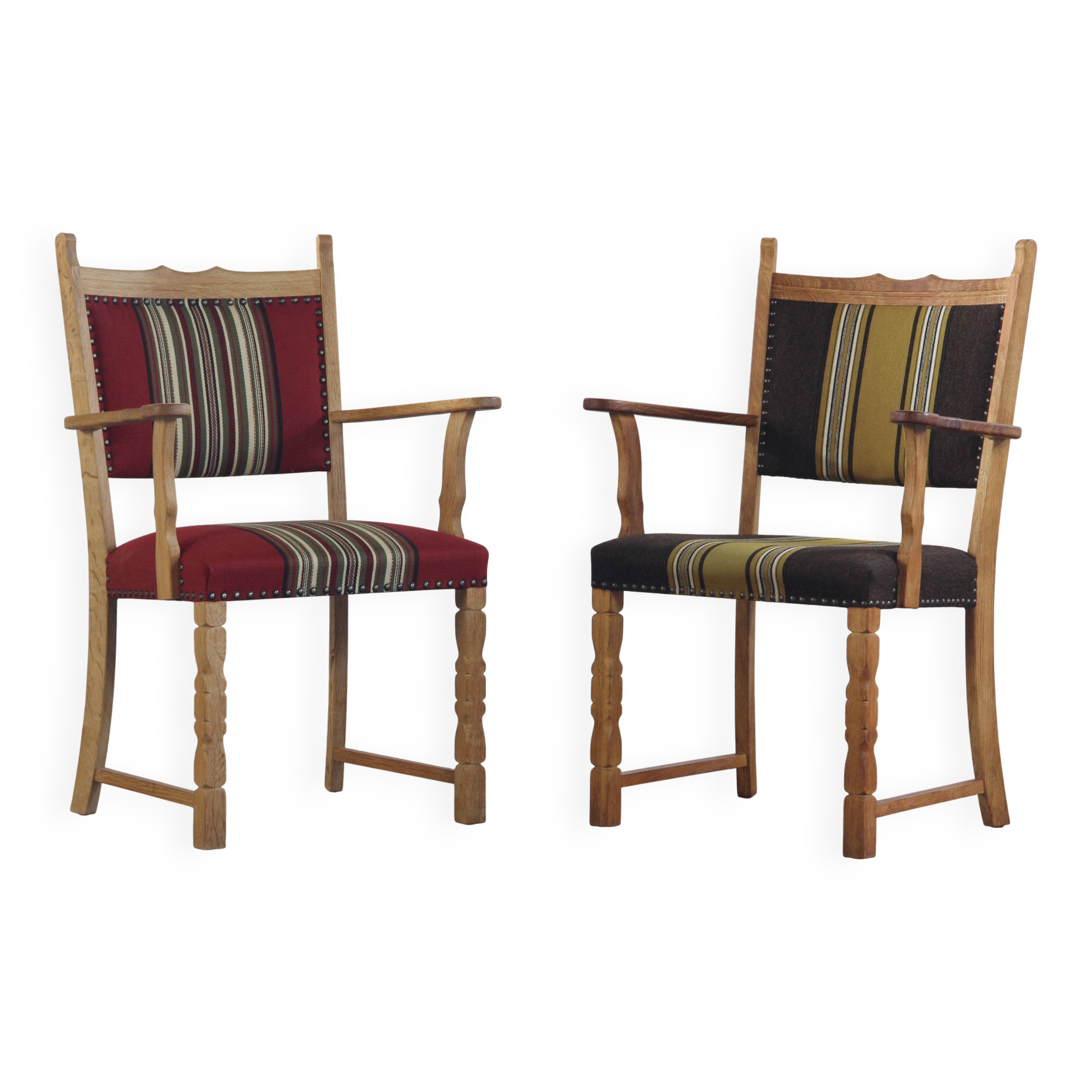 Vintage Pair of Danish Brutalist Armchairs, Henning Kjærnulf Style, 1960s