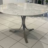 Table à manger marbre blanc de Carrare vintage 1970