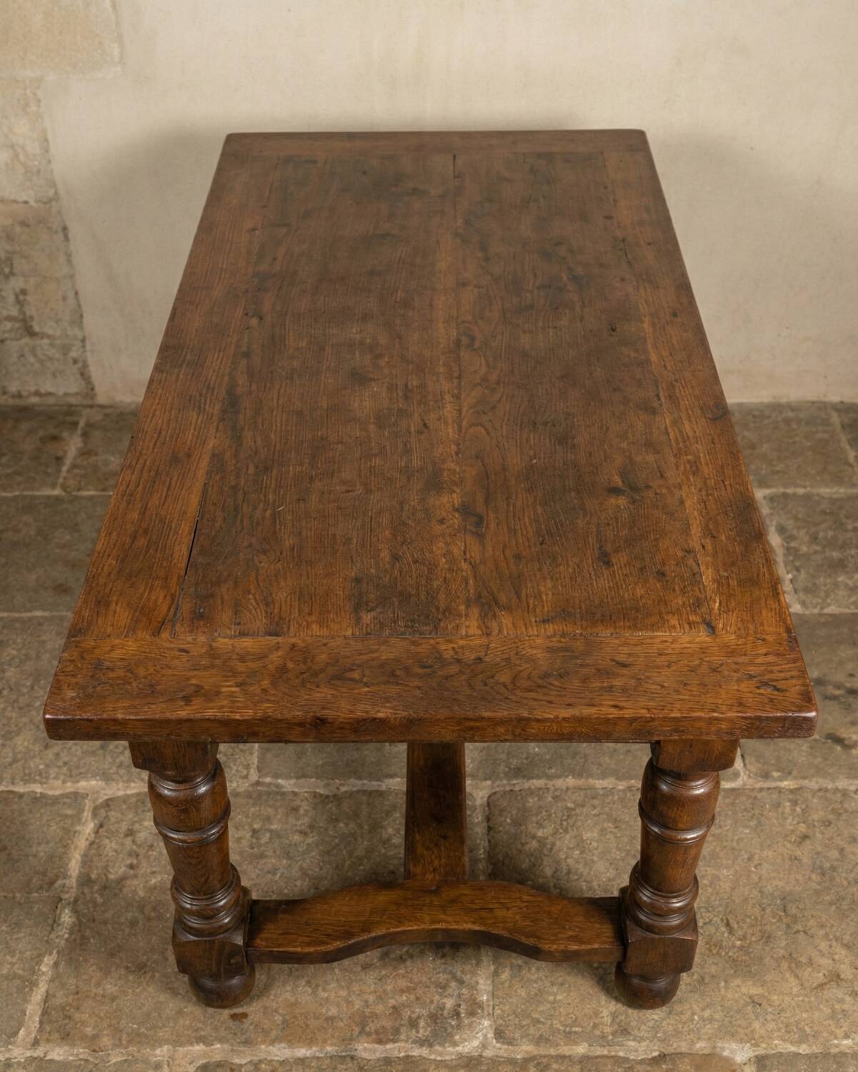 Large 19th Century Farm Table in Solid Oak (220 cm) - Pull-out & Drawer