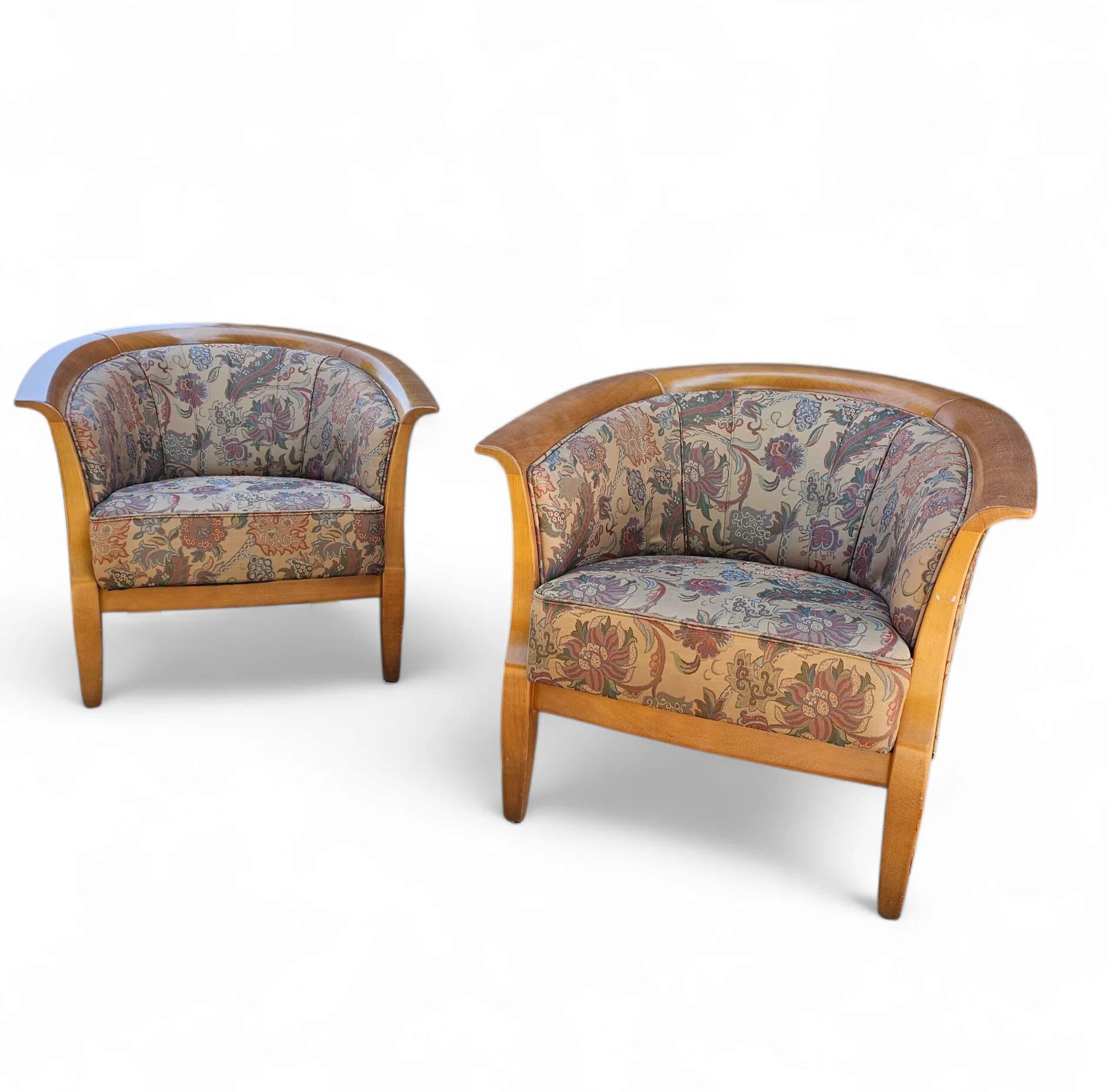 2 x armchair / club chair / floral fabric / 1980s