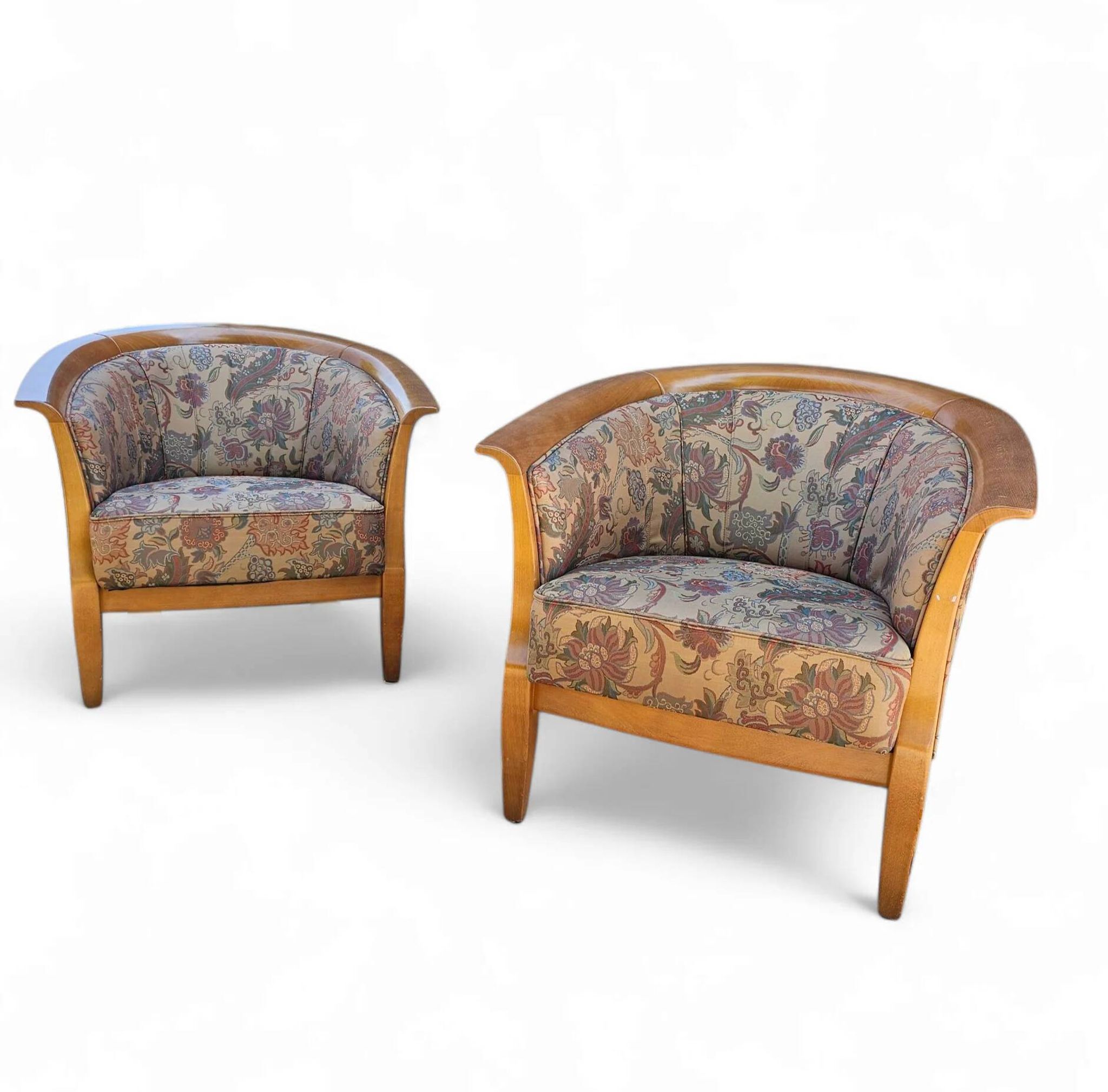 2 x armchair / club chair / floral fabric / 1980s