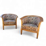 2 x armchair / club chair / floral fabric / 1980s