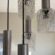 Large cascading chandelier with 5 glass lampshades and aluminium tube.