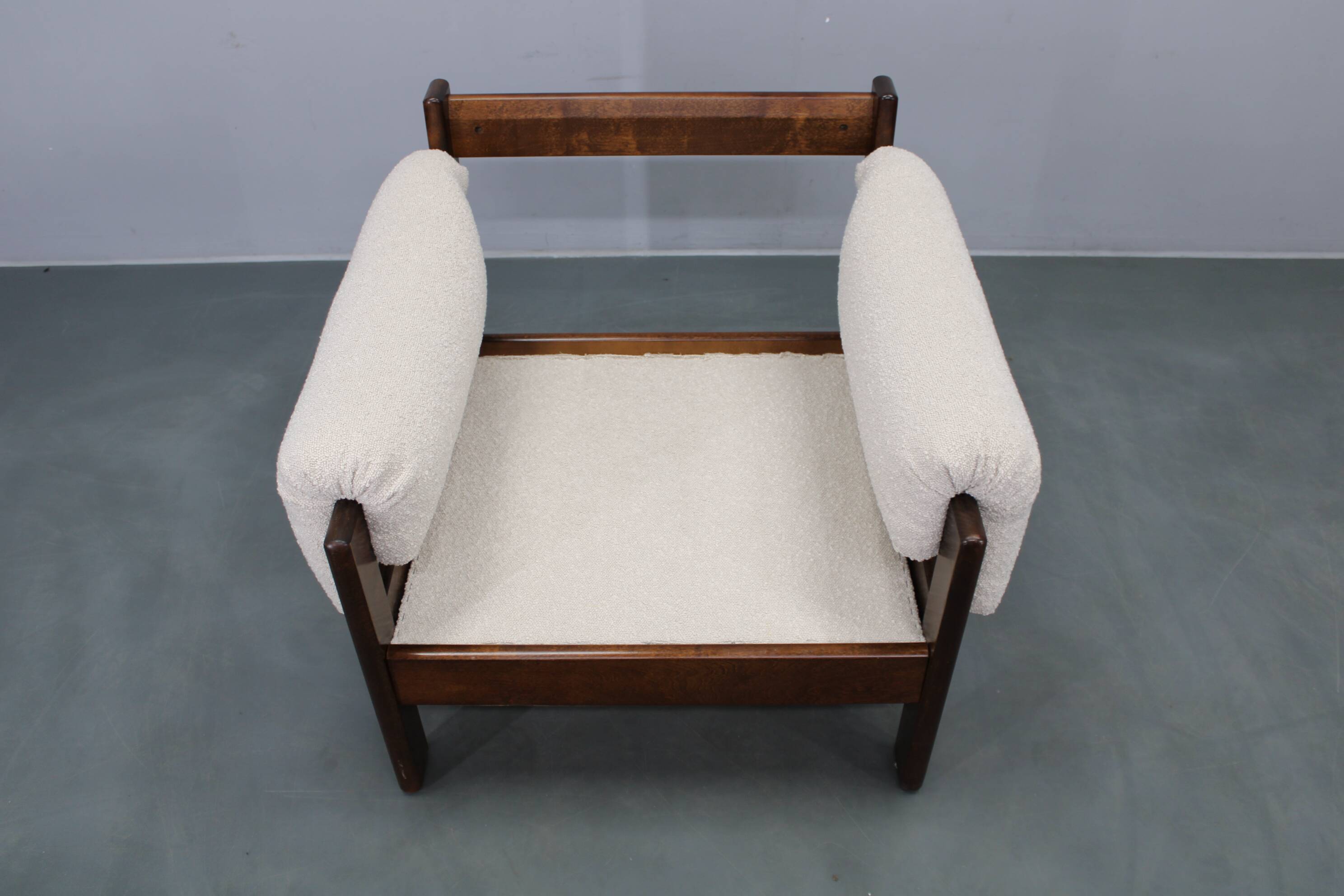 Mid-century restored bouclé armchair, Czechoslovakia 1970s