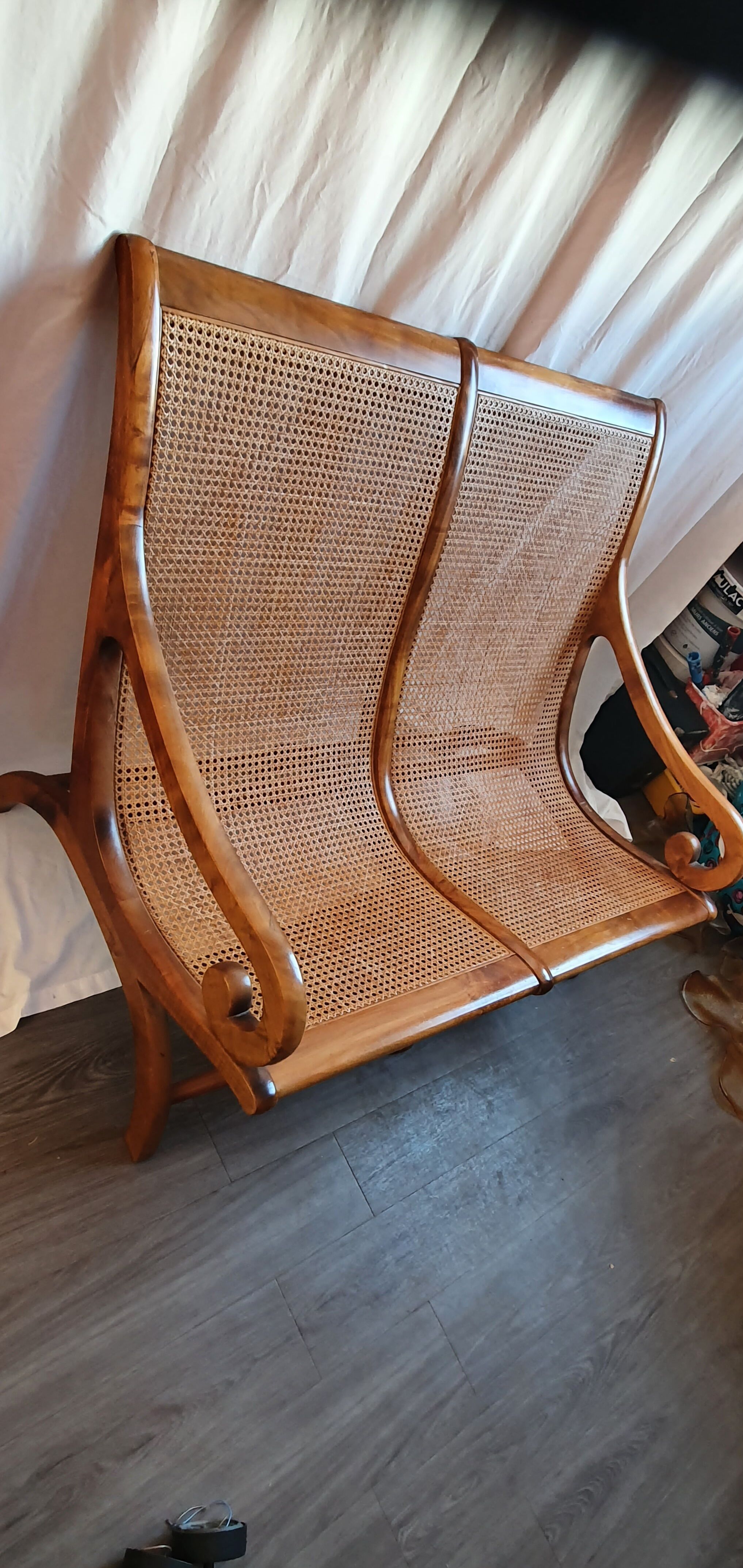 Rattan planter bench/tamarind wood